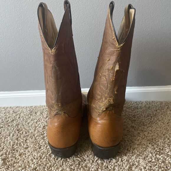 Vtg Laredo Brown Nico Leather Western Style Boots Men\'s Size 10EE Distressed USA main image 9